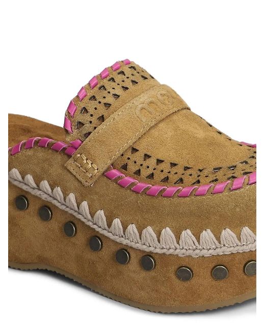 Mou Brown 60Mm Suede Clogs