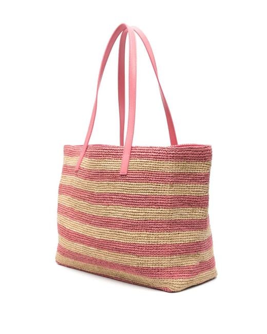 Mc2 Saint Barth Pink Raffia City Tote Bag