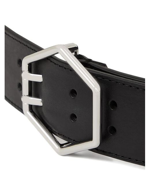 Karl Lagerfeld Black Hexagon-Buckle Leather Belt