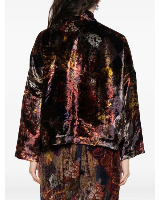 Yavi Brown Jacke mit Blumen-Print