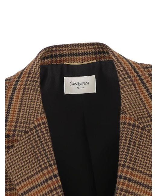 Saint Laurent Brown Houndstooth Check Blazer