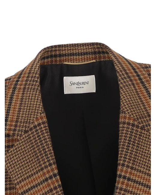 Saint Laurent Brown Houndstooth Check Blazer