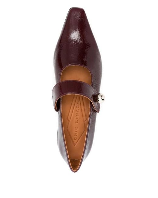 Chie Mihara Brown Garne Pointed-Toe Ballet Flats