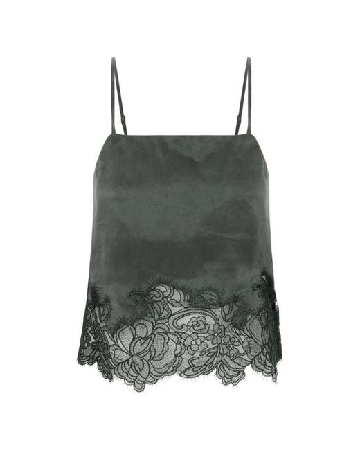Hevron Green Sabra Lace-Trim Top