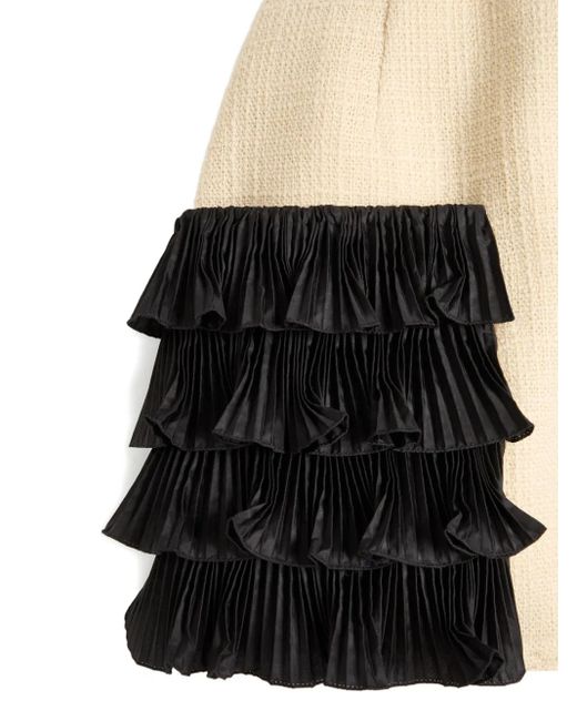 Valentino Garavani Black Pleated-Ruffle Tweed Skirt