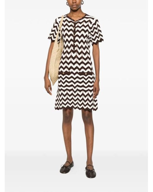 Maje White Zigzag Crochet Dress