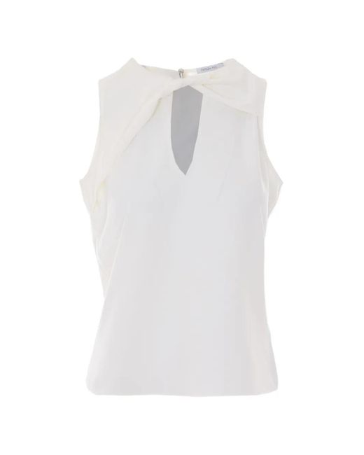 Patrizia Pepe White Twist-Detail V-Neck Tank Top