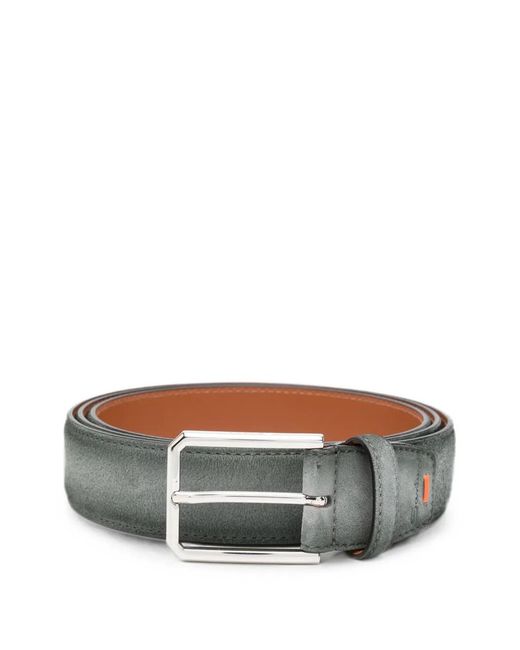 Santoni Gray Suede Buckle-Fastening Belt for men