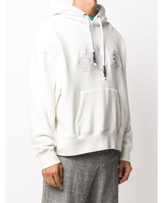 Palm Angels Cotton Teddy Bear Hooded Sweatshirt in White for Men - Lyst