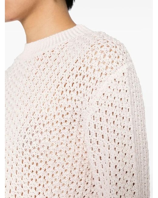 Fabiana Filippi White Crew-Neck Pointelle-Knit Jumper