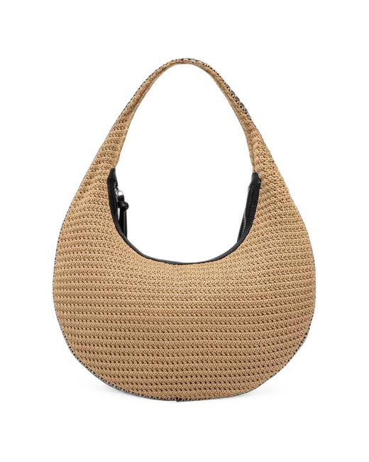 Sisley White Woven-Design Whipstitch-Trim Tote Bag