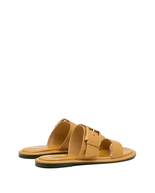 AMI Metallic Cow Leather Buckle Sandals