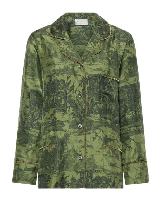 Pierre Louis Mascia プリント シルクシャツ Green