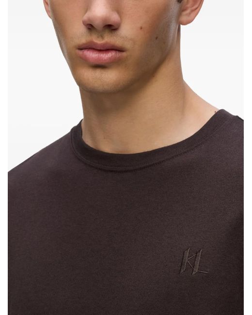 Karl Lagerfeld Black Embroidered Logo T-Shirt for men