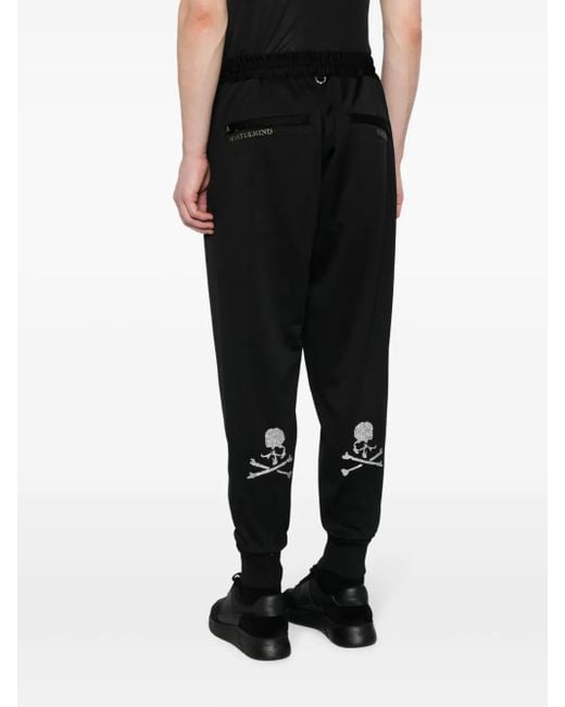MASTERMIND WORLD Black Logo-Print Drawstring Track Pants for men