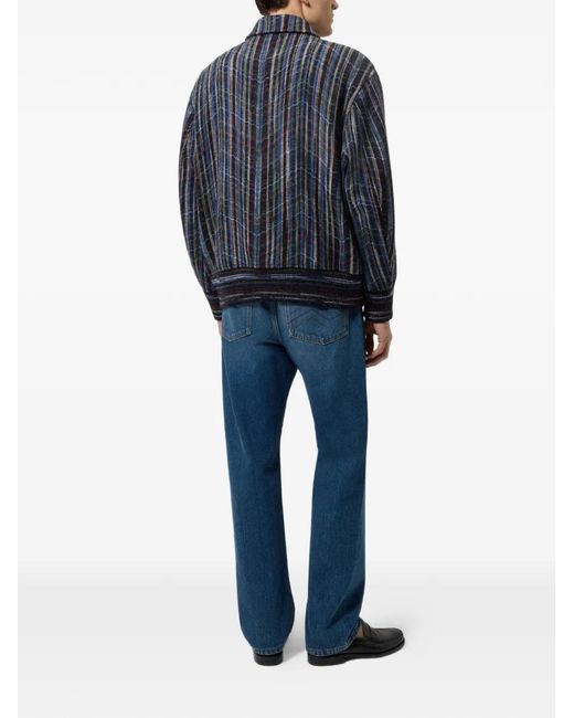 Missoni Blue Zigzag-Knit Zip-Up Jacket for men