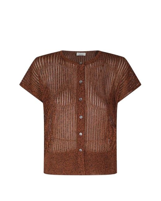 Roberto Collina Brown Open-Knit Cardigan