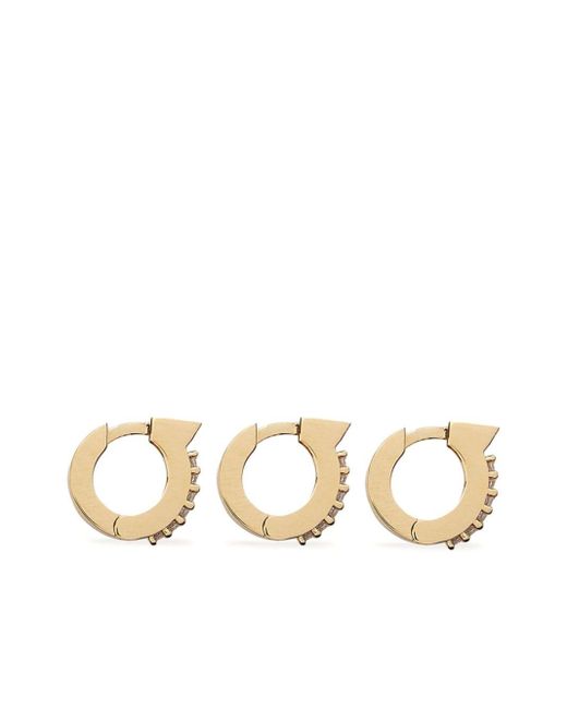 Ferragamo Metallic Mini Gancini Earrings Set