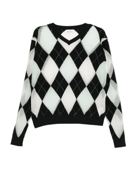 MASU Pullover Mit Argyle-Muster in Black für Herren