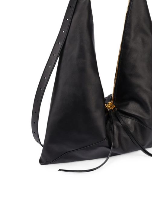 Moschino Black Triangle-Shape Leather Shoulder Bag