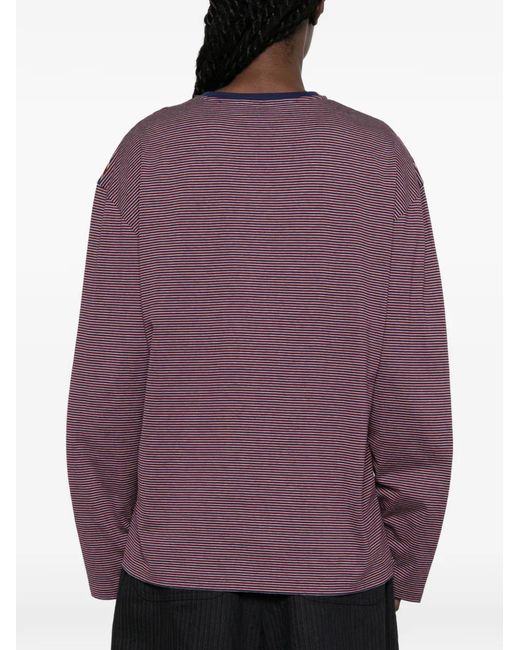 Miu Miu Purple Striped Long-Sleeve Henley Top