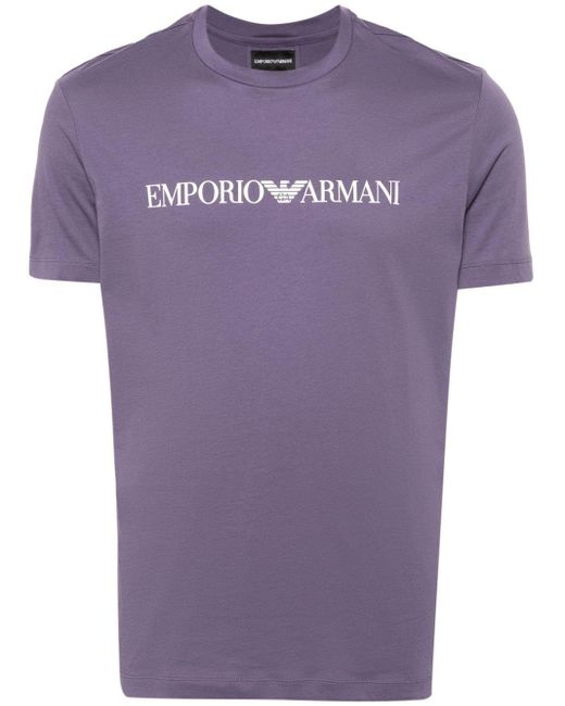 Camiseta con logo estampado Emporio Armani de hombre de color Purple