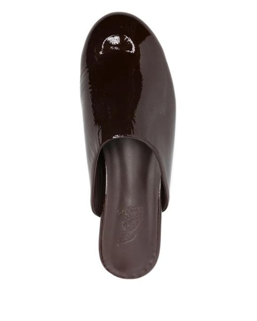 Ancient Greek Sandals Brown Patent-Finish Mules