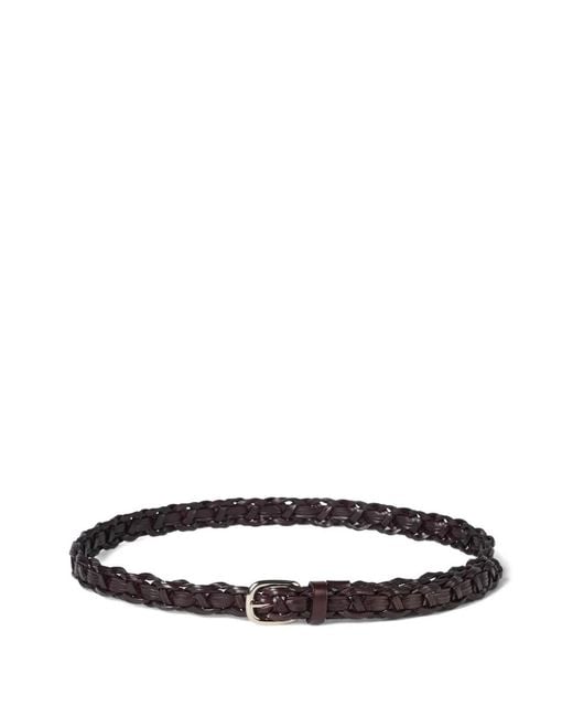 Brunello Cucinelli White Braided Leather Belt for men