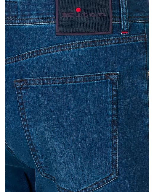 Kiton Blue Logo-Patch Jeans for men