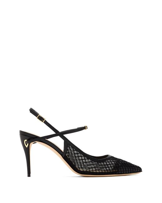 JENNIFER CHAMANDI Black Edoardo 85 Mesh-Panelled Leather Pumps