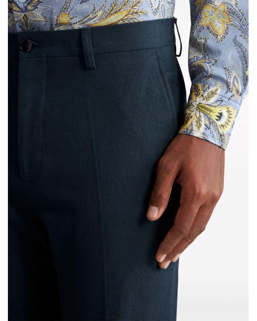 Etro Blue Paisley-jacquard Chino Trousers for men