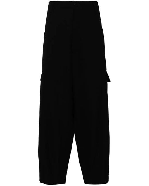 Yohji Yamamoto Black Wool Wide-Leg Trousers for men