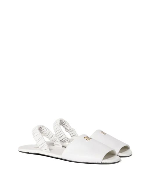 Miu Miu White Ruches Slingback Sandals
