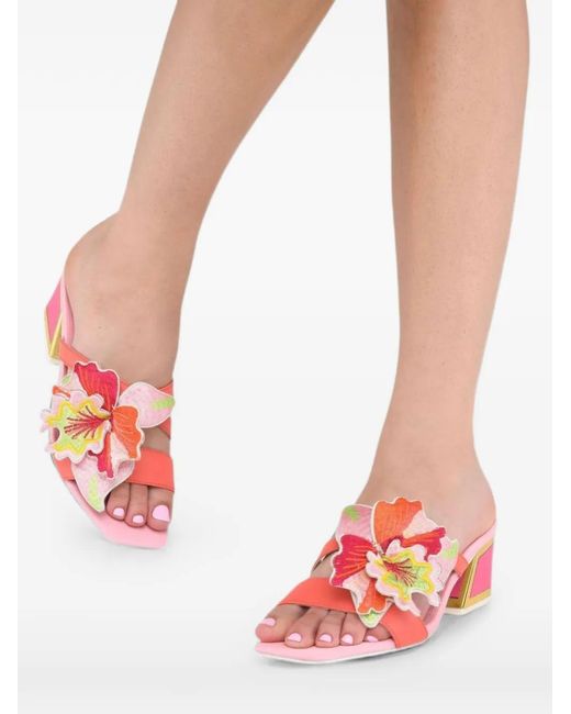 Kat Maconie Red Sandales Eve À Fleurs Appliquées