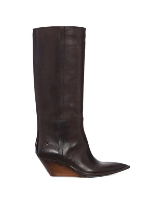 CAPASA MILANO Black Camperos Knee-High Leather Boots