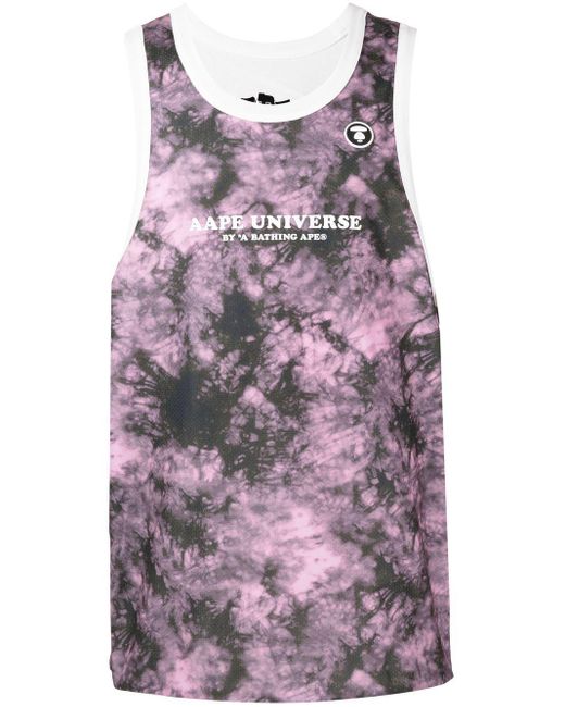 Aape By A Bathing Ape Purple Tie-Dye Logo-Motif Vest for men