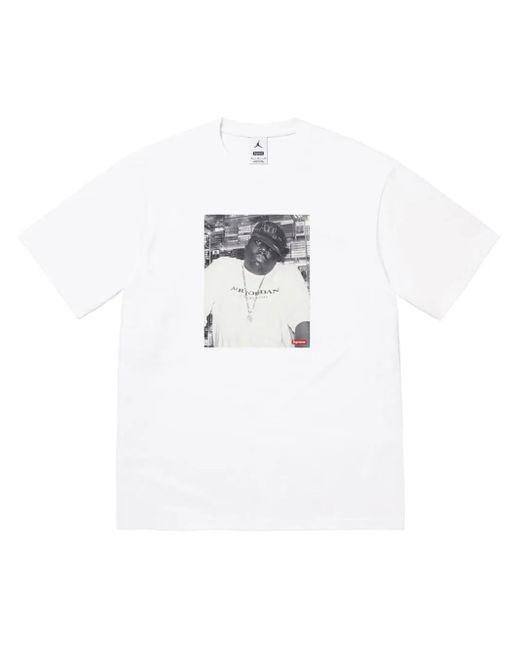 Supreme White X Jordan Biggie Short-Sleeve T-Shirt for men