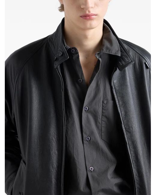 Prada Gray Logo-Patch Pocket Shirt for men