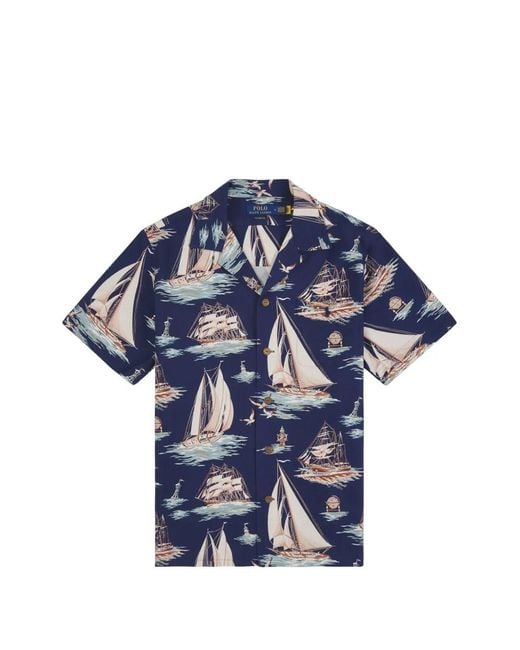 Polo Ralph Lauren Blue Oxford Sailboat-Print Shirt for men