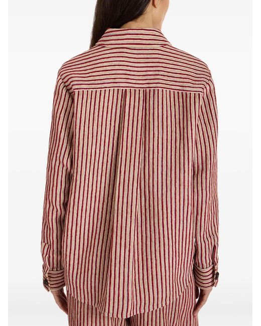 LaDoubleJ Pink Striped Button-Fastening Shirt