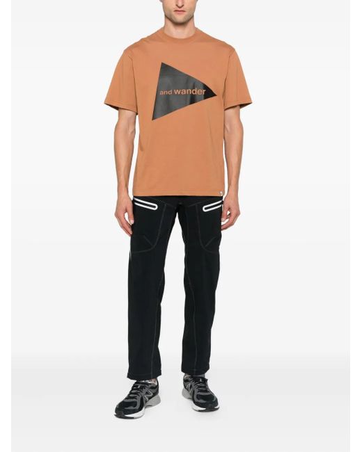 And Wander White Triangle-Print T-Shirt for men
