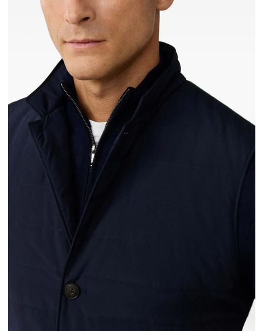 Hackett Blue Quilted Knit-Back Gilet for men