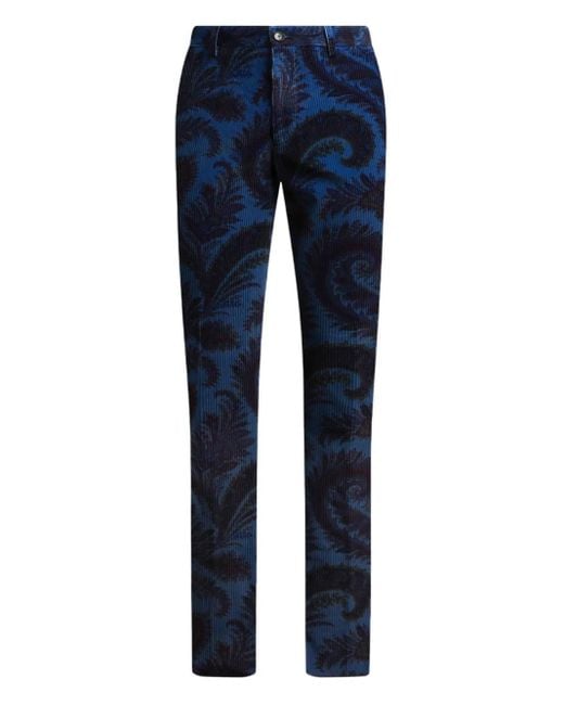 Etro Geribbelde Broek in het Blue voor heren