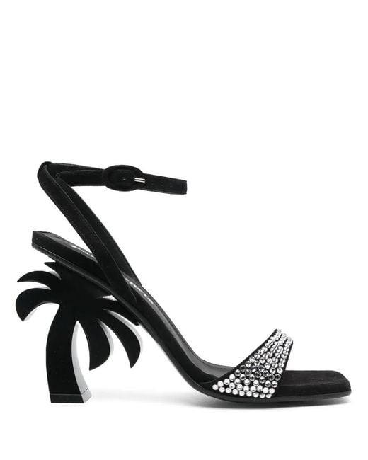 Palm Angels Black Palm Tree-Heel Sandals