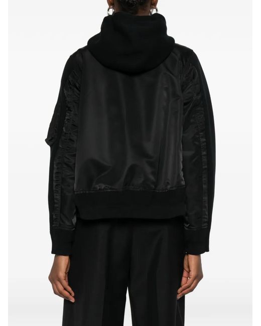 Sacai Black Hooded Zip-Up Jacket