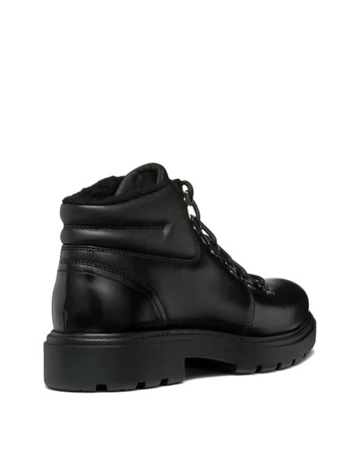 Geox Black Lace-Up Leather Boots for men