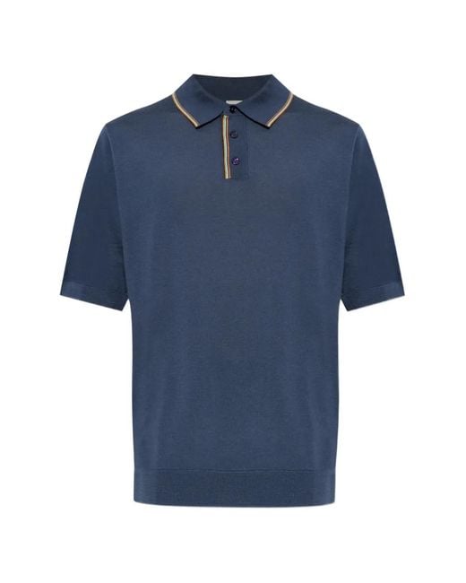 Paul Smith Blue Striped-Detail Polo Shirt for men