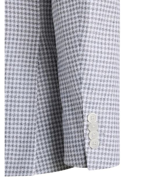 Boss Blue Slim-Fit Blazer With Pepita Houndstooth Pattern for men