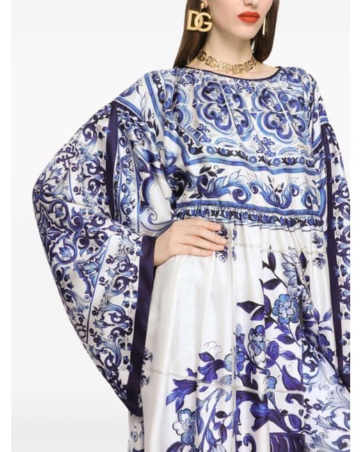 Vestido con motivo mayólica Dolce & Gabbana de color Blue