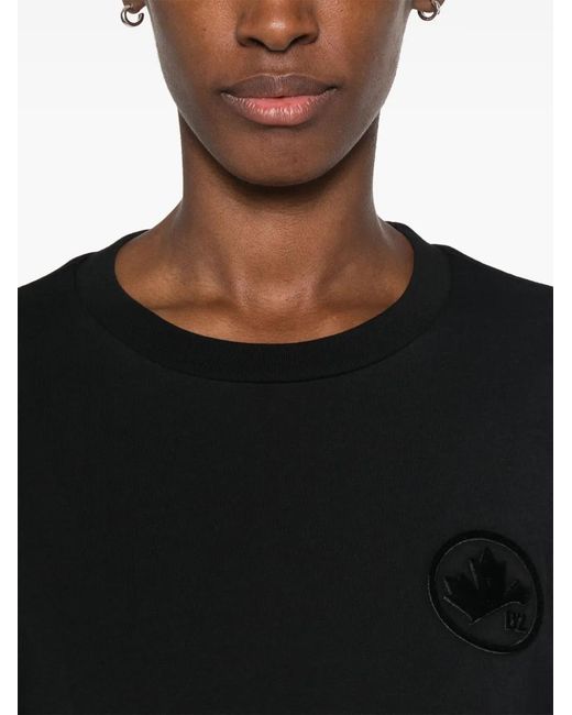 DSquared² Black Flocked-Logo T-Shirt